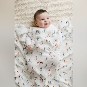 NWT Loulou Lollipop Muslin Swaddle Football